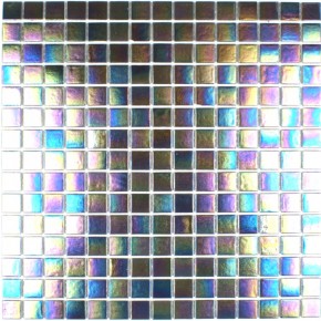 Iridium Iridescent Glass Mosaic Pewter